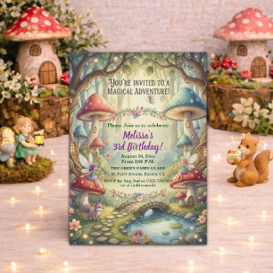 Enchanted Forest Fairies 3rd Birthday Party Invitation