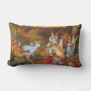 ENCHANTED FOREST Fairies,Deers and Fawns In Autumn Lumbar Cushion