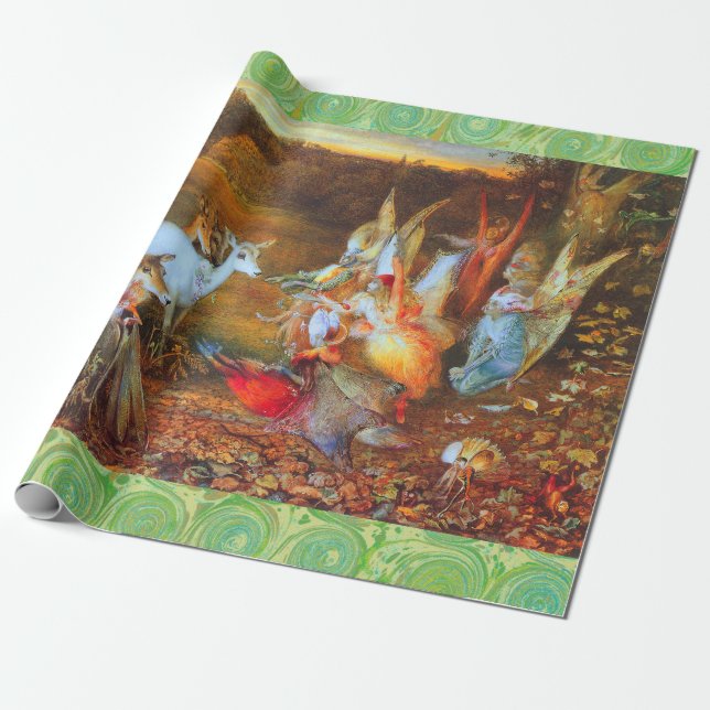 ENCHANTED FOREST Fairies,Deers and Fawns In Autumn Wrapping Paper (Unrolled)