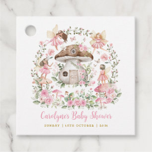 Enchanted Forest Fairies Pink Floral Baby Girl Favour Tags