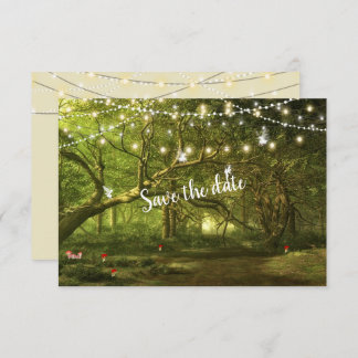 Enchanted Forest, Fairies, String Lights Wedding   Save The Date