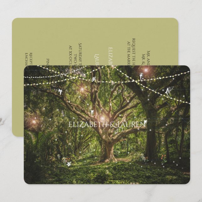 Enchanted Forest, Fairies, Wedding Invitation (Front/Back)