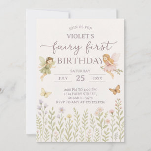 Enchanted Forest Fairy 1st Birthday Invitation