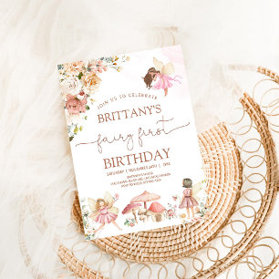 Enchanted Forest Fairy 1st Birthday Invitation