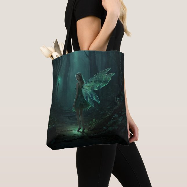 Enchanted Forest Fairy Fantasy Art Tote Bag (Close Up)