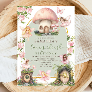 Enchanted Forest Fairy First Birthday Invitation