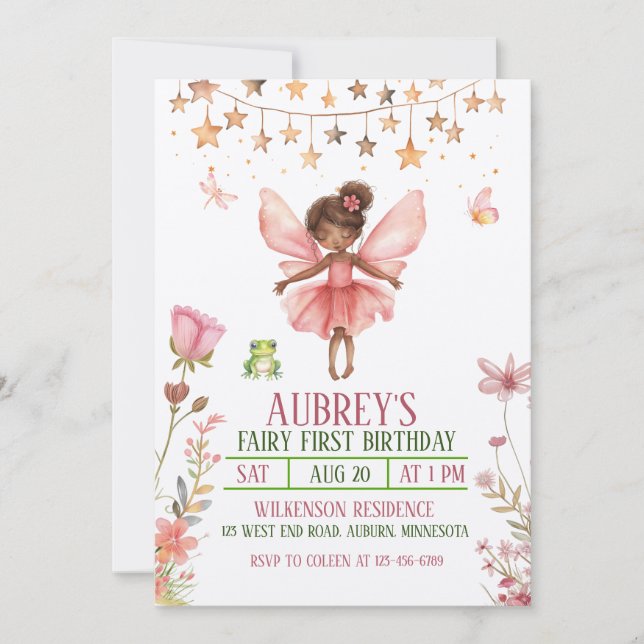 Enchanted Forest Fairy First Birthday Invitation (Front)