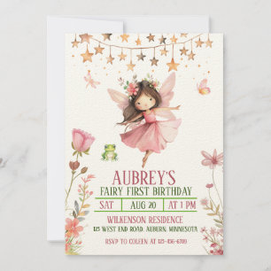 Enchanted Forest Fairy First Birthday Invitation