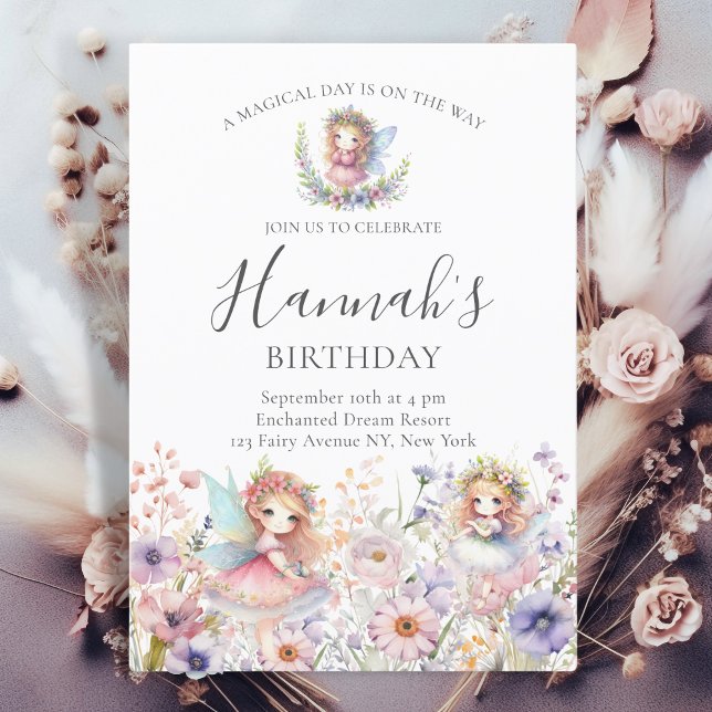 Enchanted Forest Fairy Floral Garden Girl Birthday Invitation (Creator Uploaded)
