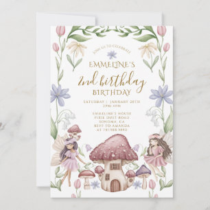 Enchanted Forest Fairy Girl's 2nd Birthday Invitation