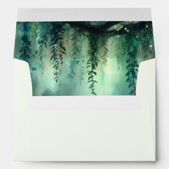 Enchanted Forest Fairy Lights Garden Chic Wedding Envelope (Back (Bottom))