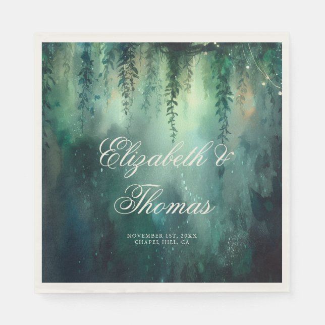 Enchanted Forest Fairy Lights Garden Chic Wedding Napkin (Front)