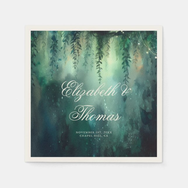 Enchanted Forest Fairy Lights Garden Chic Wedding Napkin (Front)