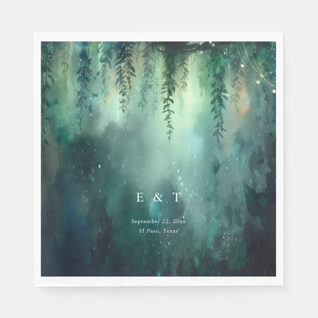 Enchanted Forest Fairy Lights Garden Chic Wedding Napkin (Front)