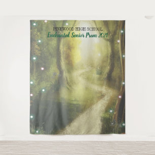 Enchanted Forest Fairy Lights Prom Backdrop Tapestry