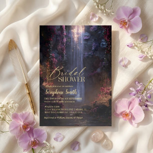Enchanted Forest Fairy Lights Purple Bridal Shower Invitation