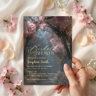 Enchanted Forest Fairy Lights Purple Bridal Shower Invitation