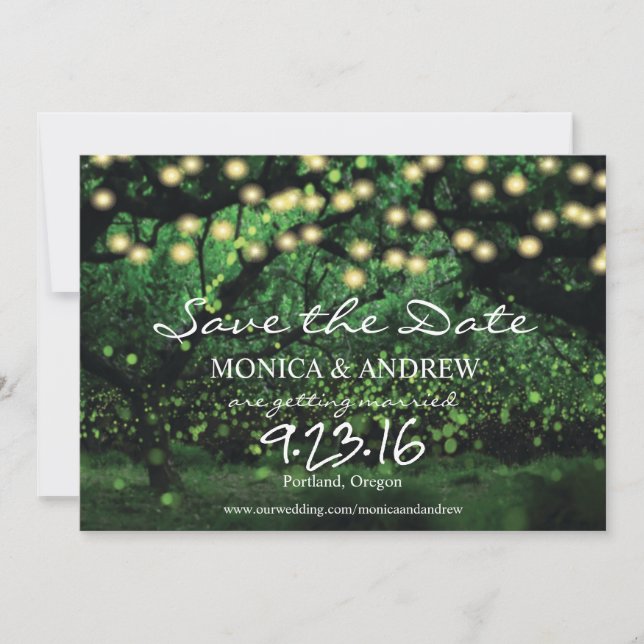 Enchanted Forest Fairy Lights Save the Date (Front)