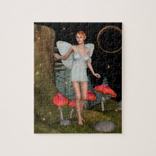 Enchanted Forest Fairy Mushroom Fantasy Art Jigsaw Puzzle