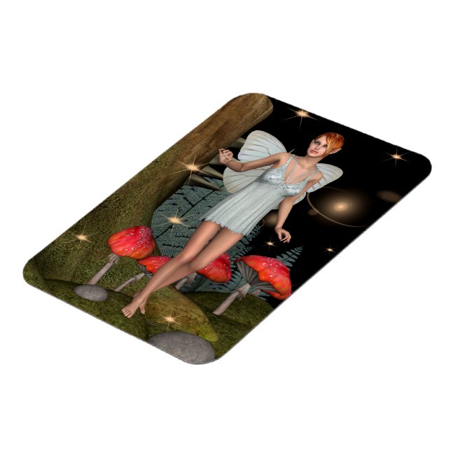 Enchanted Forest Fairy Mushroom Fantasy Art Magnet (Left Side)