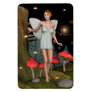 Enchanted Forest Fairy Mushroom Fantasy Art Magnet