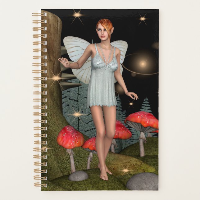 Enchanted Forest Fairy Mushroom Fantasy Art Planner (Front)