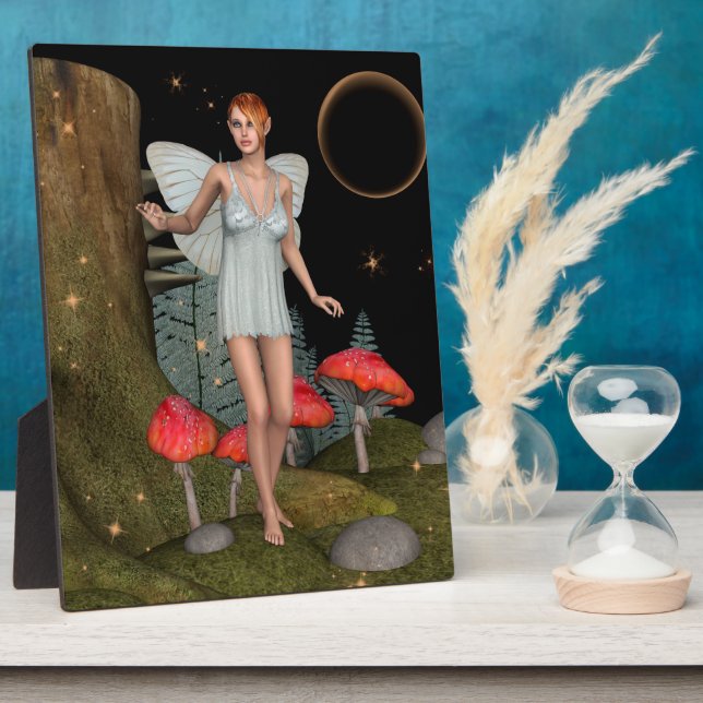 Enchanted Forest Fairy Mushroom Fantasy Art Plaque (Side)
