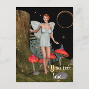 Enchanted Forest Fairy Mushroom Fantasy Art Postcard