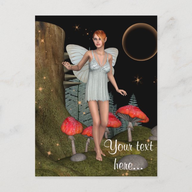 Enchanted Forest Fairy Mushroom Fantasy Art Postcard (Front)