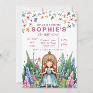 Enchanted Forest Fairy Princess Birthday Invitation