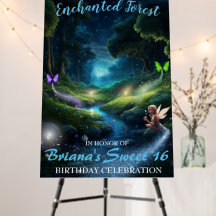 Enchanted Forest Fairy Sweet 16 Welcome Sign