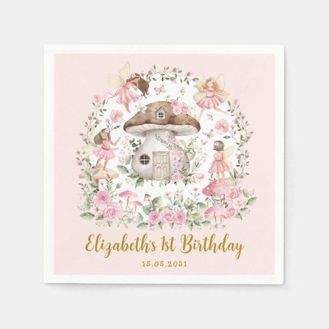 Enchanted Forest Fairy Tea Party Girls Birthday Napkin (Front)
