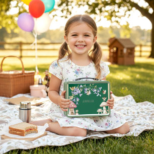 Enchanted Forest Fairy Tea Party Illustration Metal Lunch Box