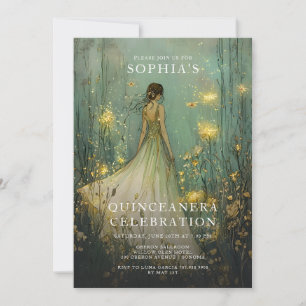 Enchanted Forest Fairytale Quinceanera Birthday Invitation