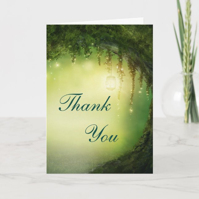Enchanted Forest Fantasy Rustic Thank You Card (Front)