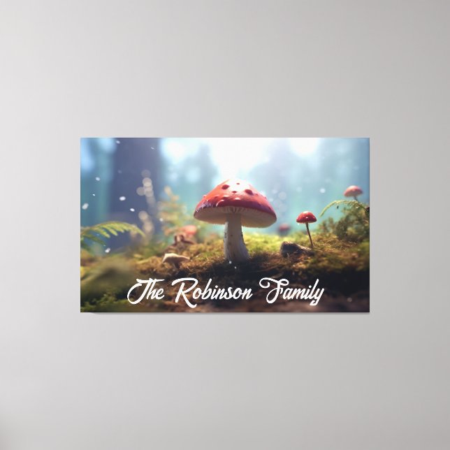 Enchanted Forest Floor: Mushrooms & Ferns Canvas Print (Front)