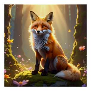 Enchanted Forest Fox Fantasy Poster