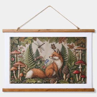 Enchanted Forest Fox Wood Topped Wall Tapestry