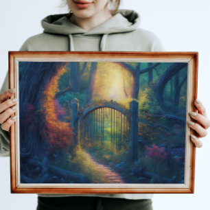 Enchanted Forest Garden Digital Art Poster