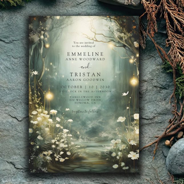 Enchanted Forest Garden Path Green Wedding Invitation (Creator Uploaded)