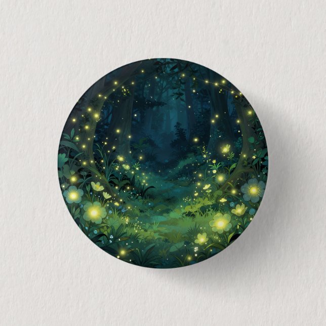 Enchanted Forest Glow Magical Night 3 Cm Round Badge (Front)