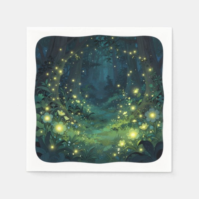 Enchanted Forest Glow Magical Night Napkin (Front)