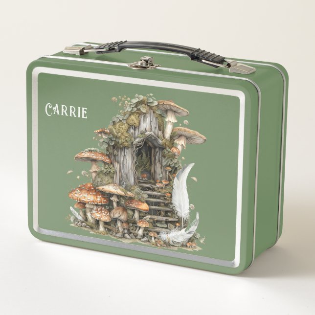 Enchanted Forest Gnome Cottage Metal Lunchbox (Front)