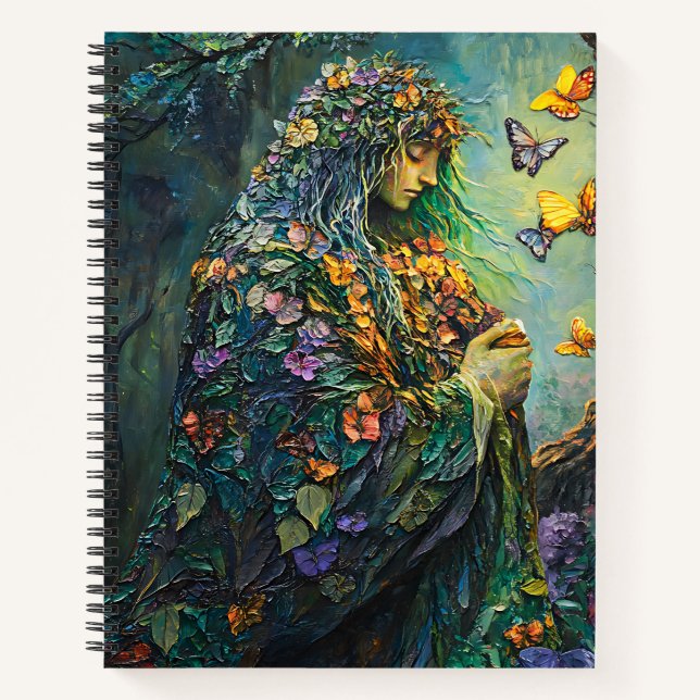 Enchanted Forest Goddess with Butterflies (3) Notebook (Front)