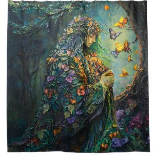 Enchanted Forest Goddess with Butterflies (3) Shower Curtain