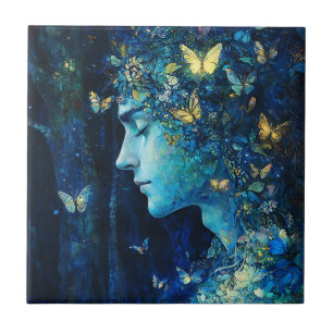 Enchanted Forest Goddess with Butterflies (7) Tile