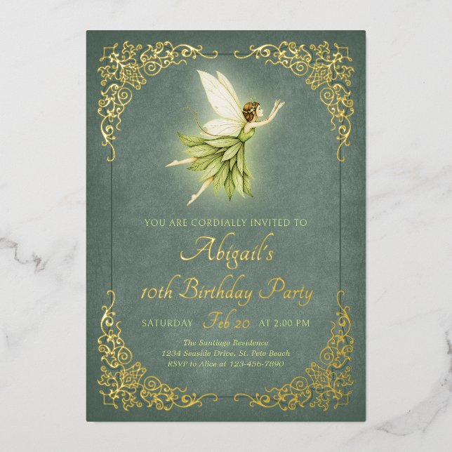 Enchanted Forest Gold Fairy Birthday (Front)