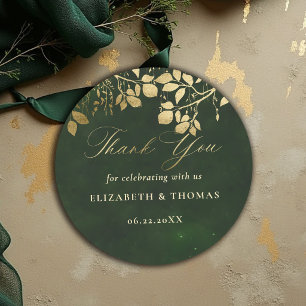 Enchanted Forest Gold Foliage Hunter Wedding Favou Classic Round Sticker