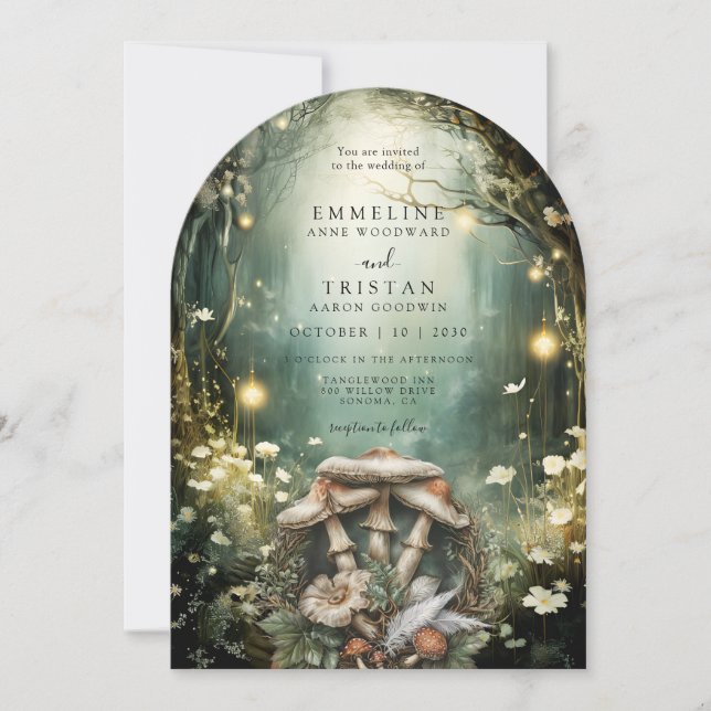 Enchanted Forest Green Wedding Invitation (Front)