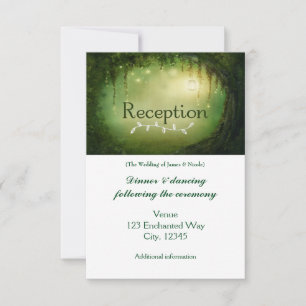 Enchanted Forest Green Wedding Reception Card